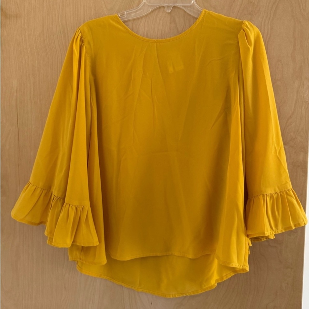 Japna Mustard Yellow Blouse with Flared Sleeves